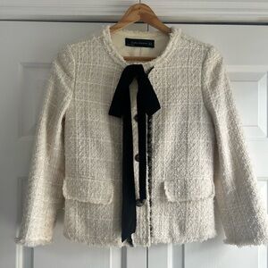 Zara Cream Tweed Blazer